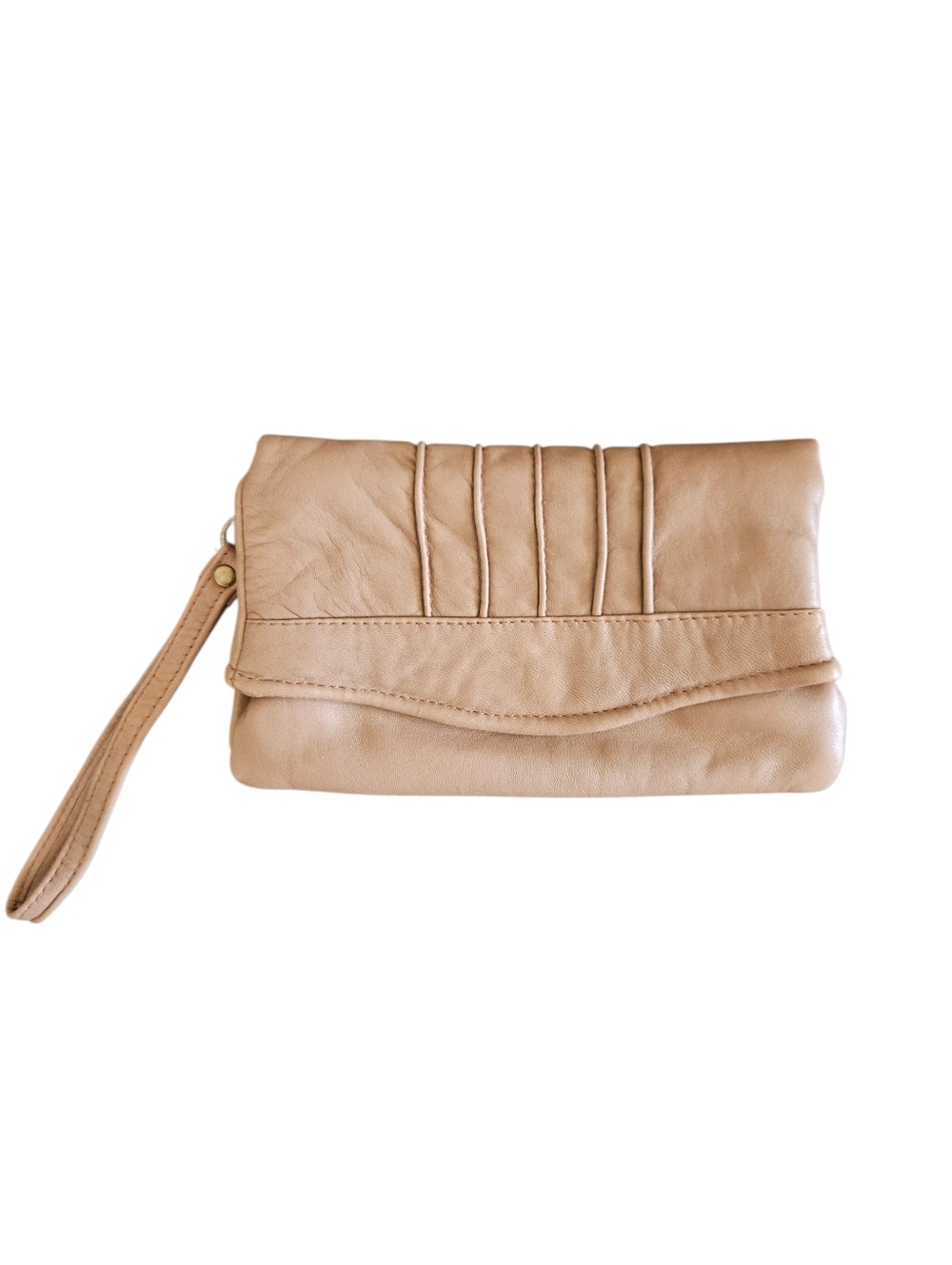 Vintage 80's Fiocchi Italian Leather Tan  Wristlet  Clutch